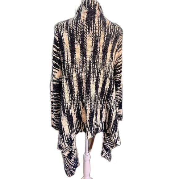 Cotton On Blue Cream Space Dye Marled Knit Draped High Low Cardigan Coastal M - Picture 4 of 5